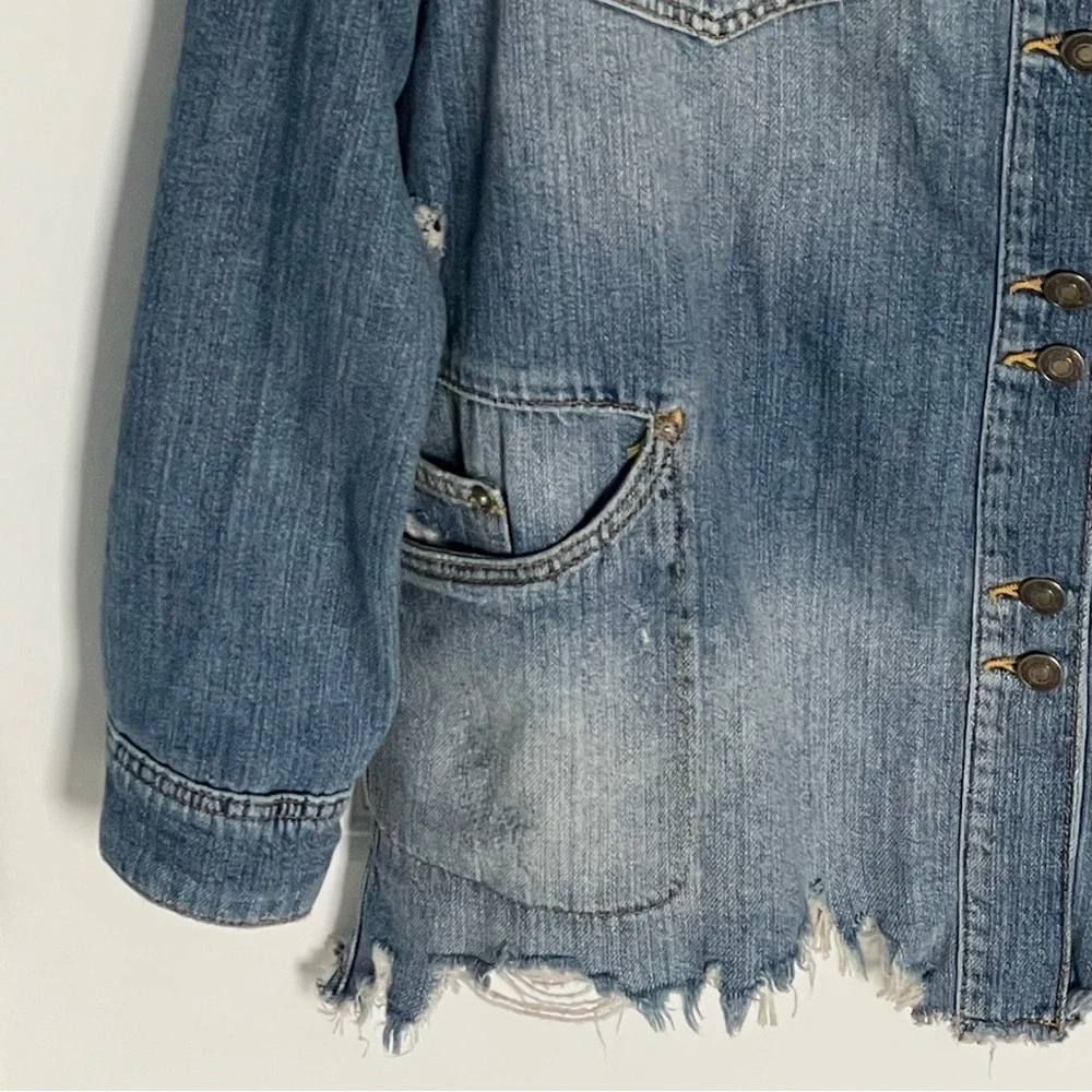 Free People moonchild raw hem western denim jean Jacket 35932